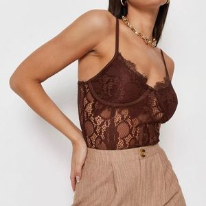 Tall Chocolate Lace Bodysuit | MISSGUIDED | NEW